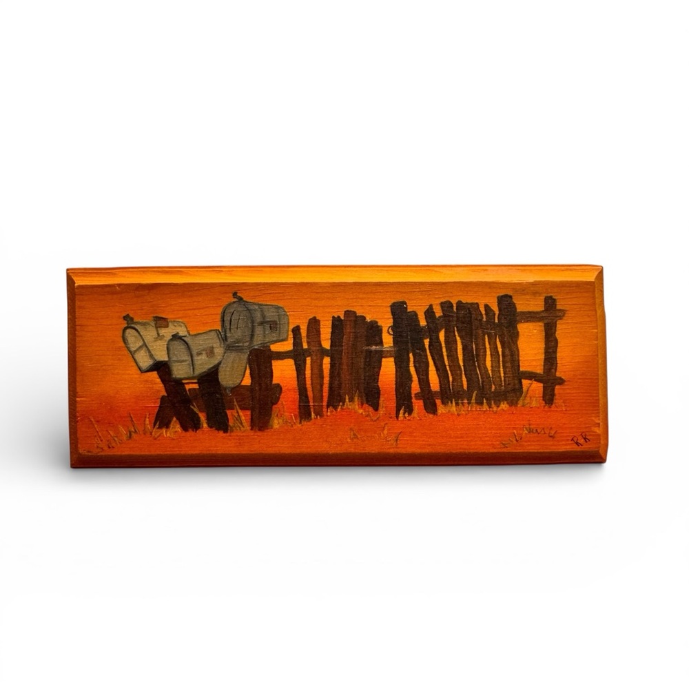 Rustic Vintage Hand Painted Mailbox Fence Wall Decor Art